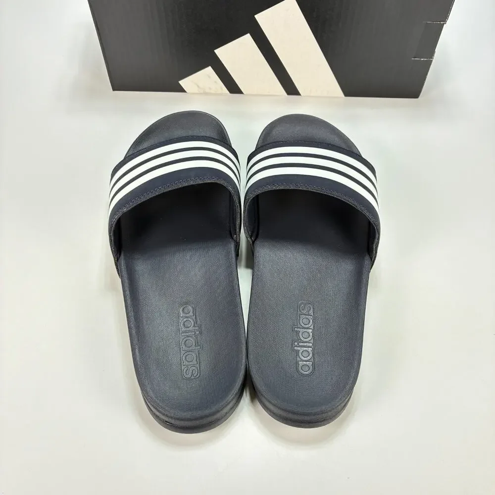 adidas Adilette Legend Black White Comfort Slides Sandals 1955441 Men's Size 12